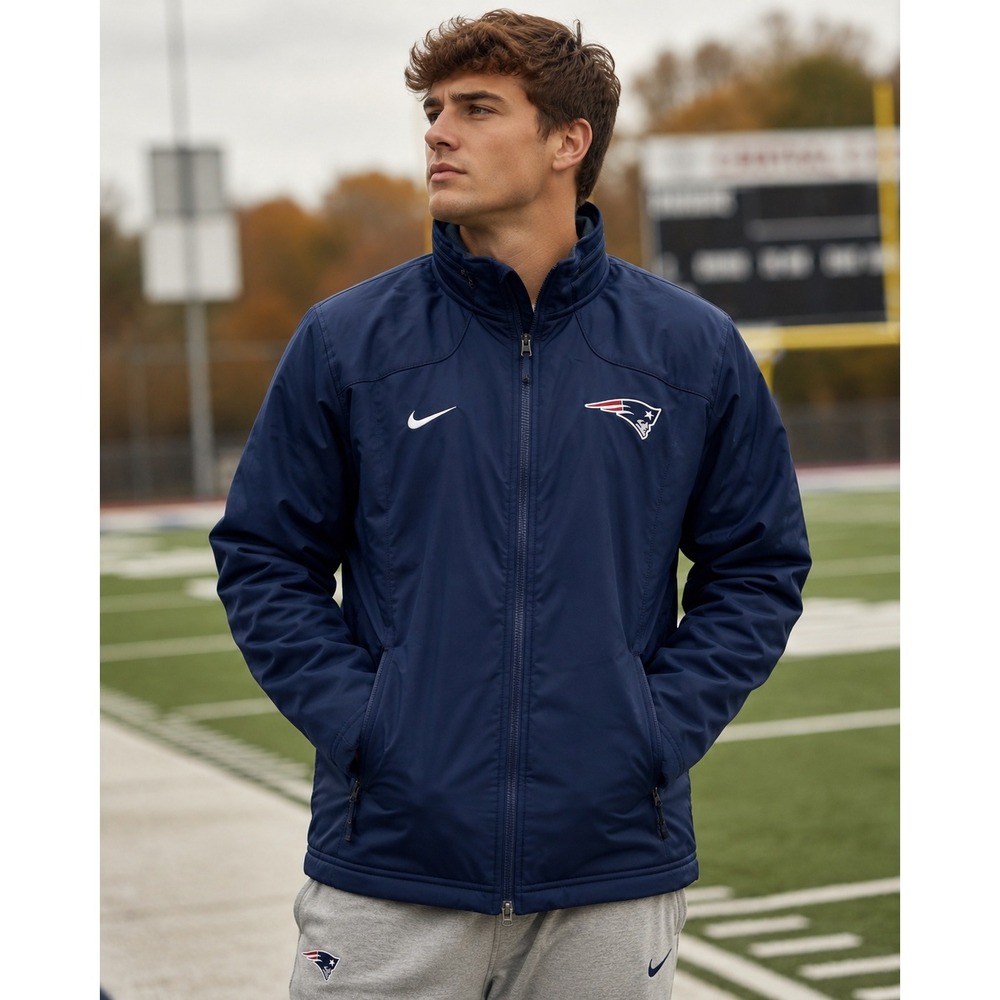 Nike Mens New England Patriots NFL Full Zip Softshell Jacket Navy Blue Medium